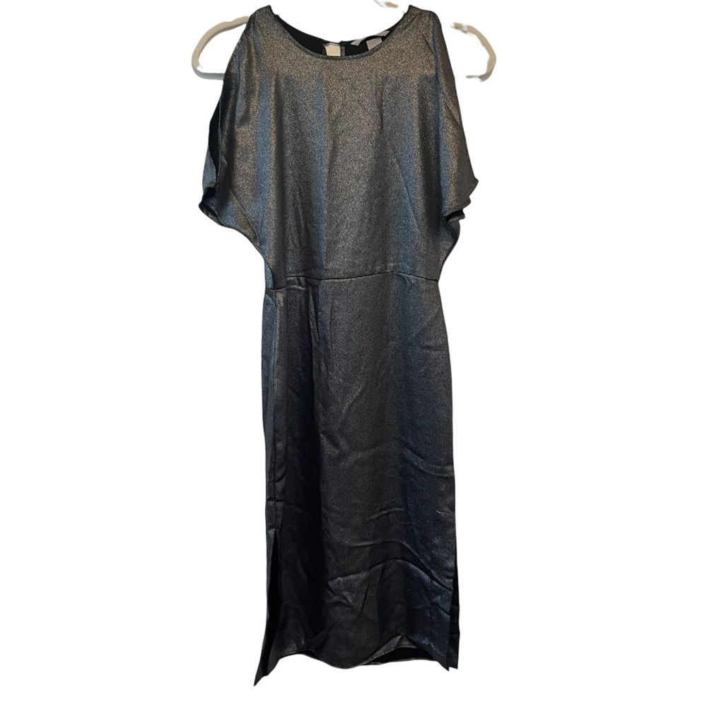 H&M Size 4 Gunmetal Silver Midi Dress